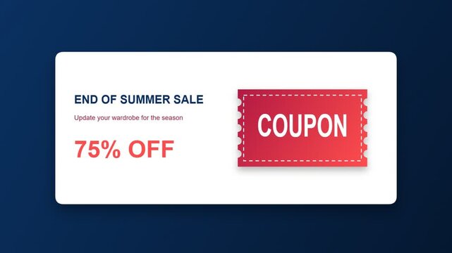 Summer sale coupon graphic with seventy five percent off discount for retail marketing promotion