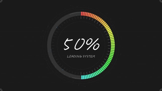 Circular Loading Progress Ring Percentage Animation on Black Background