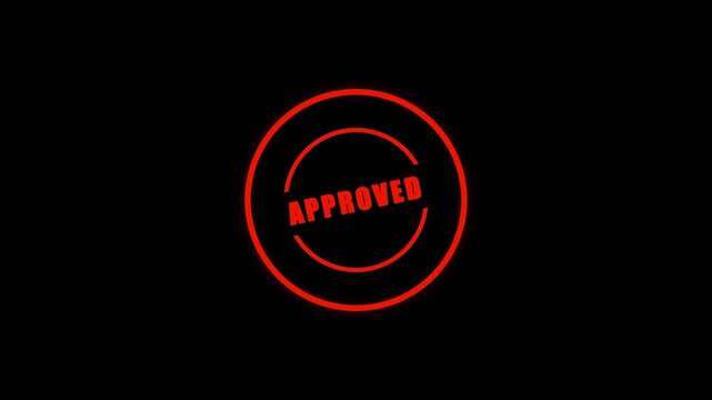 Vintage Circular Approved Stamp Red Ink Black Background Fly In Motion Graphic Video Template