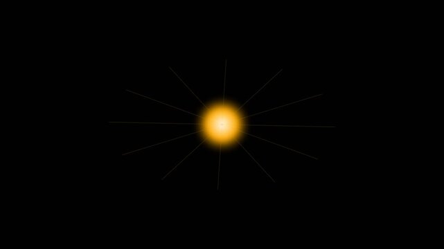 Abstract solar core glow with yellow light bursts and radiating rays against a dark backdrop