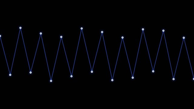 Blue zigzag signal trace with white data points oscillating on a black background
