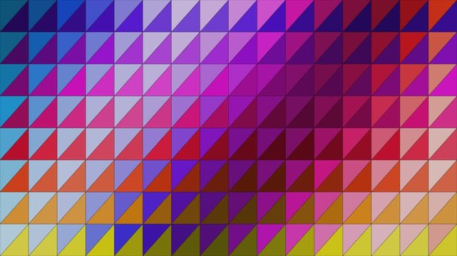Colorful geometric mosaic background with small triangles shifting through a vibrant spectrum