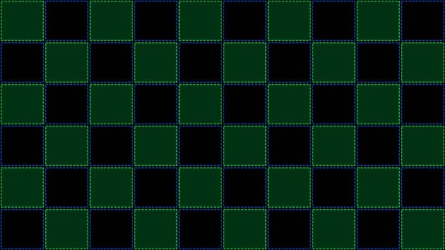 Dark green and black checkered pattern with glowing neon dashed borders pulsing in a loop