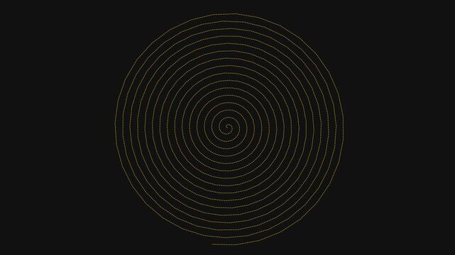 Four golden spiral signals propagating outward in a geometric pattern on black background