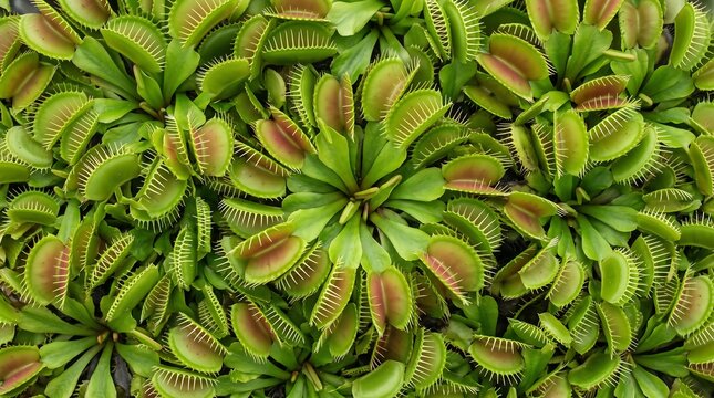 Fresh Dense Venus flytrap leaves (Dionaea) Orthographic View