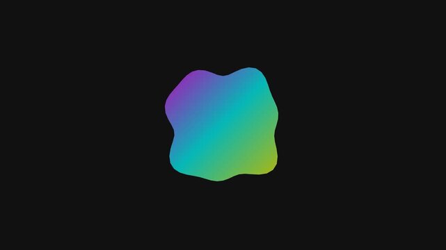 Four organic fluid shapes with iridescent gradient distortion moving on a dark backdrop