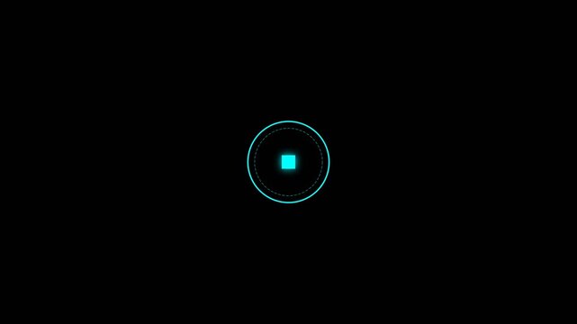 Glowing cyan mainframe core pulse interface elements on black background for technology