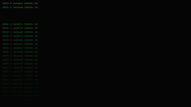 Green computer code and data streams scrolling on a dark terminal screen for hacking concepts