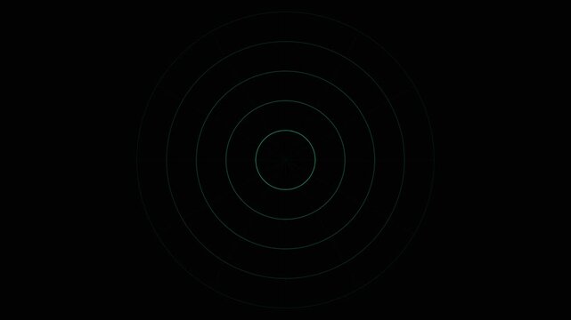 Minimalist concentric circles expanding as radar pings on a dark digital interface