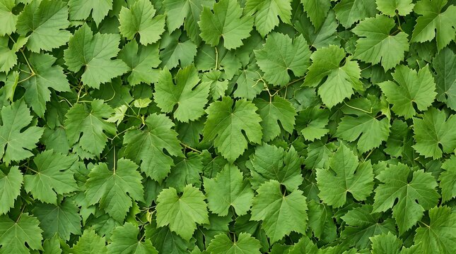 Fresh Dense Grapevine leaves (Vitis) Orthographic View