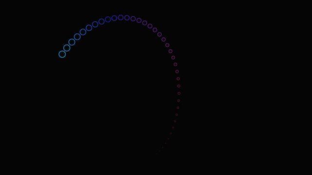 Neon lissajous curves pulsing and rotating with glowing blue and purple dots on black background
