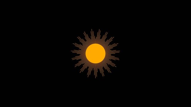 Radiant orange sun icons with glowing rays flickering on a dark background