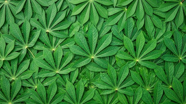 Fresh Dense Cassava Leaves Orthographic View