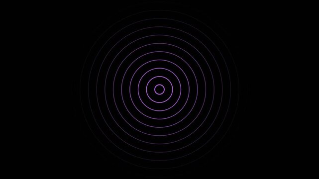 Symmetrical neon purple circles radiating and pulsing in four quadrants on black