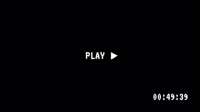 VHS play Screen Overlay Animation with Alpha Channel, Retro Video Player Interface Loop, align middle
