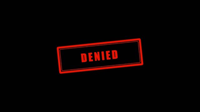 Vintage Double Rectangular Denied Stamp Red Ink Black Background Motion Graphic Video Template