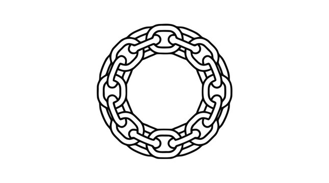 Vector illustration of circular chain link frame design on a transparent background