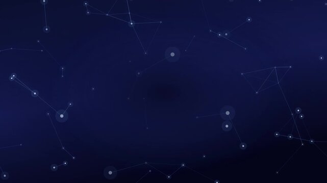 Dispersed light blue plexus network on deep navy background with central copy space