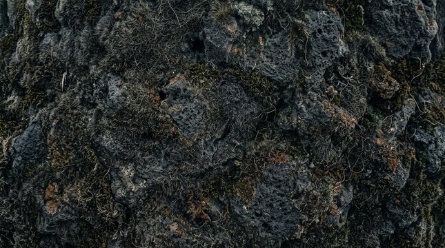 rough furry basalt stone texture in dark charcoal and forest green tone