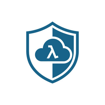 Secure Cloud Computing Shield Logo with Greek Lambda Symbol Vector