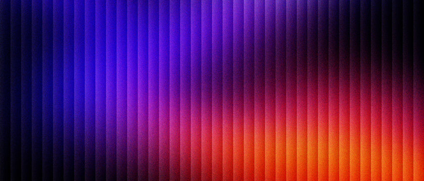 Abstract neon vertical lines background with vibrant purple and orange gradient. Futuristic glowing stripe texture for digital banners. Modern colorful light bar pattern for tech wallpaper.