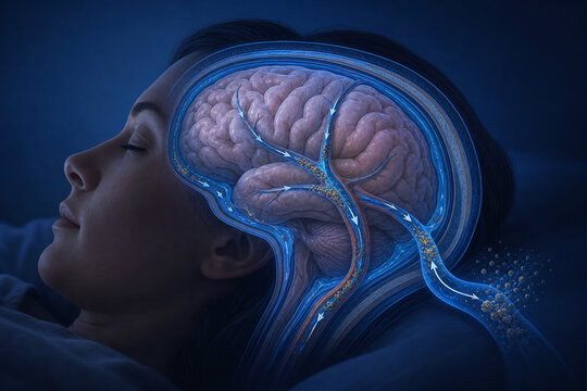 Sleeping brain glymphatic flow and nighttime waste clearance