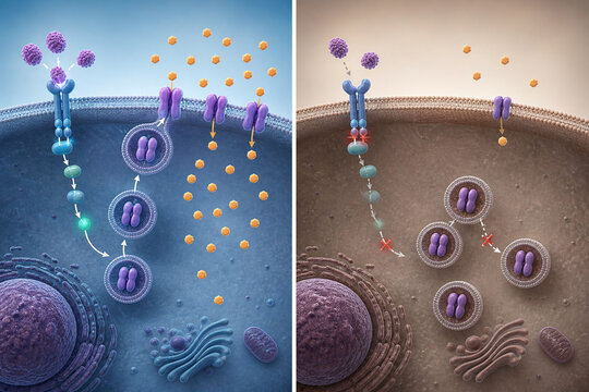 Insulin responsive and resistant cell glucose uptake comparison