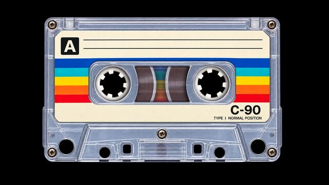 Vintage Cassette Tape Animation with Spinning Reels &ndash; Retro Analog Music Loop