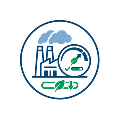 Naklejka premium Industrial sustainability and eco friendly manufacturing carbon footprint reduction icon