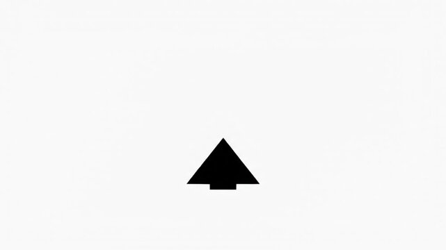 Minimalist black pine tree icon animation on white background. Simple geometric evergreen fir silhouette motion graphic. Stylized forest nature symbol for eco branding and winter holiday design.