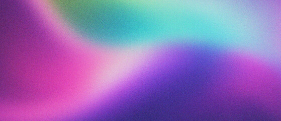 Holographic gradient background with grainy texture, vibrant purple and teal iridescent mesh blur, abstract neon liquid waves for digital art, colorful aesthetic backdrop for web design apps. © VEXLO