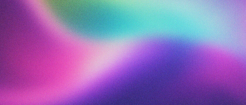 Holographic gradient background with grainy texture, vibrant purple and teal iridescent mesh blur, abstract neon liquid waves for digital art, colorful aesthetic backdrop for web design apps.