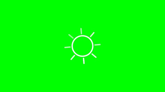 Simple sun icon animation on a green screen background.
