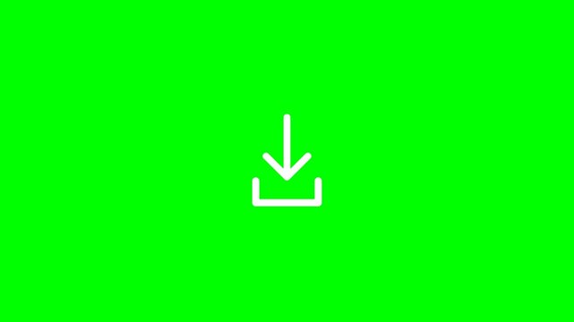Simple Download Icon Animation on Green Screen Background.