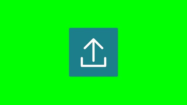 Simple upload icon on a bright green background for digital content.