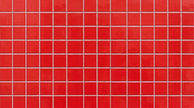 Bright red square mosaic tiles wall background texture for modern interior design projects