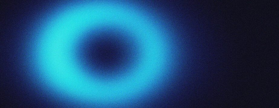 Luminous blue ring of light on dark background. Abstract glowing neon circle with soft blur effect. Futuristic electric halo for technology concepts. Vibrant cyan light aura with copy space.