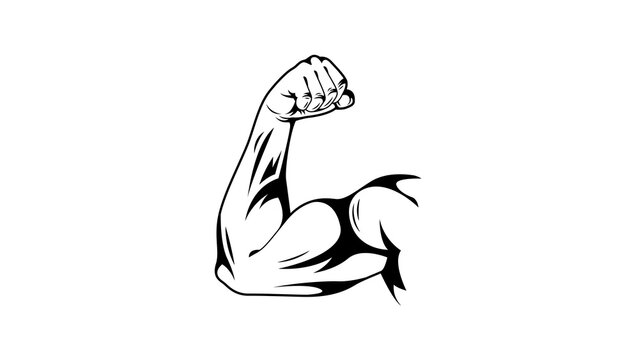 Strong Bicep Flexing Vector Icon - Muscular Arm Fitness and Bodybuilding Logo Illustration