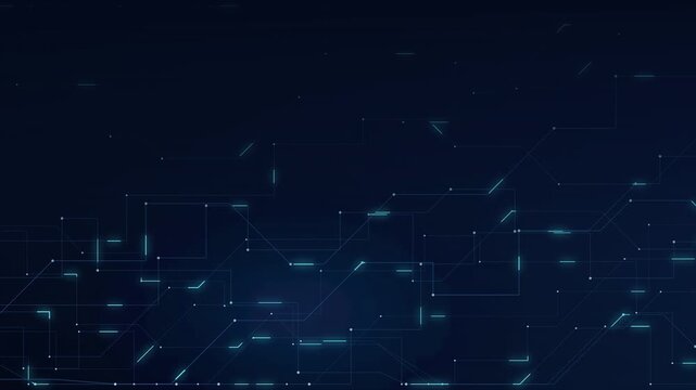 Bottom aligned glowing cyber circuit grid on dark navy background with upper empty space