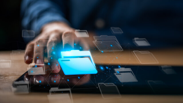 Records manager organizes secure digital files through an intelligent document management platform, enabling cloud storage, data organization, encrypted access, seamless collaboration