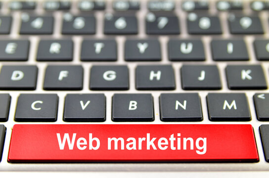 Web marketing word on computer space bar