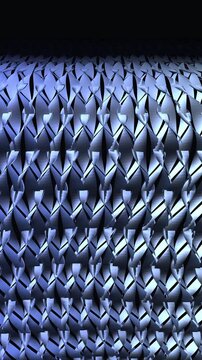 Smooth blue metallic waves gently flowing in a seamless 3D vertical loop. Elegant abstract motion background designed for digital signage, mobile app interfaces, and social media stories.