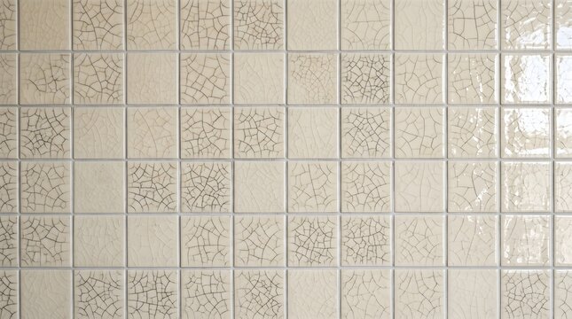Crackle glazed cream tiles with fine branching lines