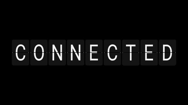 Split-Flap Blank to CONNECTED Status Display Animation on Black Background