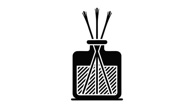 Vector illustration of aromatic reed diffuser icon, vector illustration of home fragrance bottle on a transparent background
