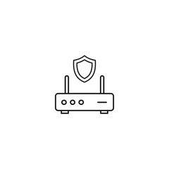 Obraz premium Wi-Fi router security line icon for secure wireless network protection.