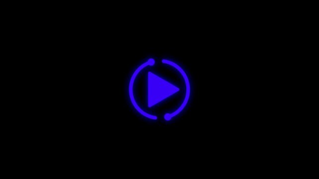 Discover an amazing dynamic blue play button icon featuring a sleek modern minimalist white circular loading ring design isolated perfectly on a clean dark black background graphic asset.