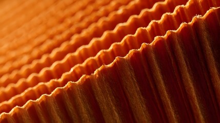 Naklejka premium Close-up Corrugated Cardboard Fluted Edge Warm Orange Texture