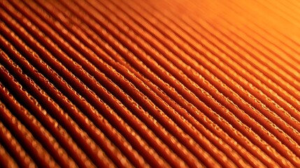 Naklejka premium Diagonal Corrugated Cardboard Ribs Macro Warm Terracotta Abstract