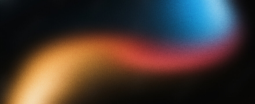 Abstract background yellow blue red color flow grainy wave dark noise texture cover header wallpaper design
